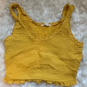 Yellow Ribbed Crop Top Size L
